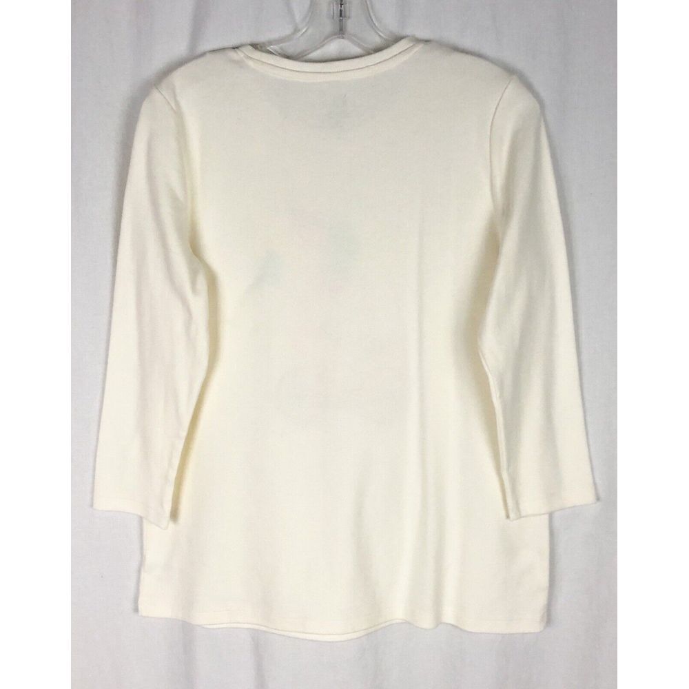 Kim Rogers Perfectly Soft 3/4 Sleeve Graphic Tee Ivory Size P/M Bike - Picture 4 of 4